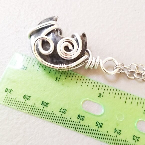 Chunky Larvikite Moon Pendant! Wire Wrapped - Gray Silver Black Labrador… - Picture 8 of 12
